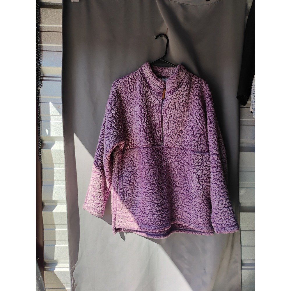 Time and Tru Purple Sherpa Quarter Zip Pullover Fleece Jacket Womens Large 12-14